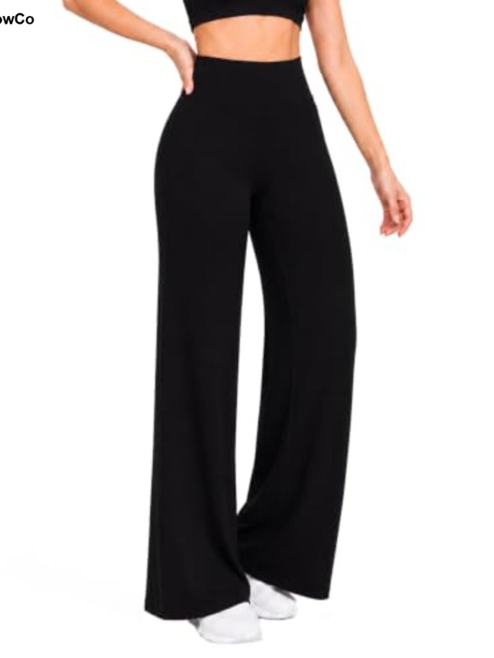 High Waisted Wide Leg Yoga Pants with V-Back Contour, 29" Inseam